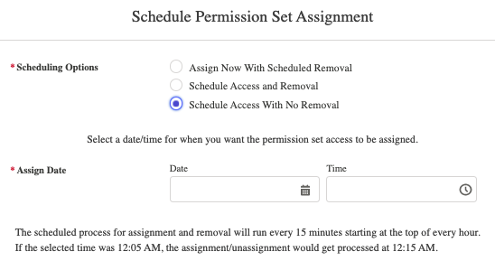 Schedule Access With No Removal