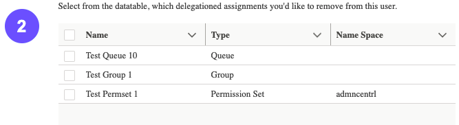 Select Assignment to Remove