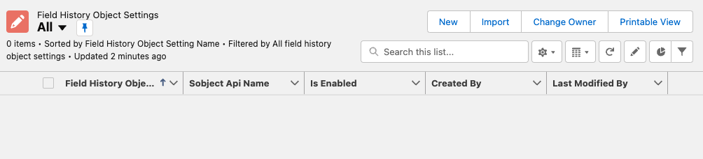Field History List View