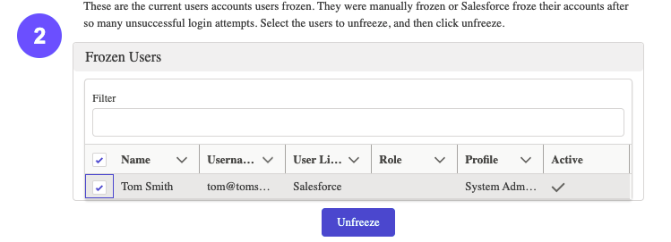 Unfreeze User Start
